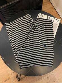 Resyla 女式高腰直筒休闲裤，马术条纹刺绣图案，百搭，春秋 - 彩色 - 查看 5