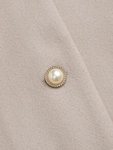 Sweetra 大码女式仿毛领拼布腰部羊毛大衣