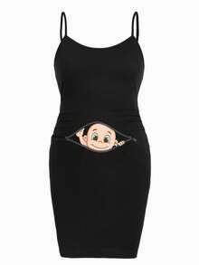 Modmama Vestido de maternidad de ajuste medio con estampado minimalista casual de bebé