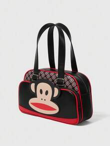 Paul Frank X ROMWE 女士卡通猴子3D图案时尚黑色手提包 - 黑色 - 查看 3