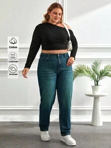 EURMUSE HIGH RISE RIPPED MOM JEAN Y2K WASH BLUE - Dark Wash - View 5