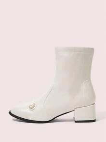 CUCCOO DOLLMOD Women's Fashionable White Elegant Mid-Calf Boots - White - View 7