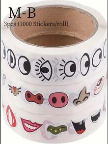 SHEIN 1 Bộ 3 Cuộn, Miếng Dán Hoạt Hình Sáng Tạo Tự Làm, 6 Kiểu Dáng, Mắt, Mũi, Miệng, Râu Nhiều Màu Sắc, Miếng Dán Keo Không Khô Cho Đồ Thủ Công Trang Trí, Đồ Lưu Trữ Trường Học - Nhiều màu - Xem 26