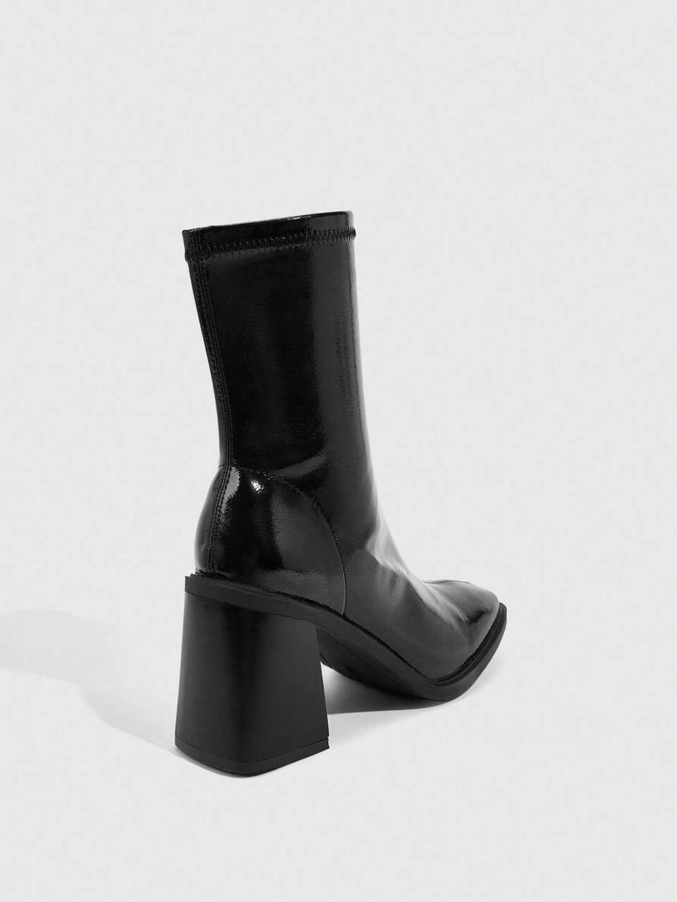 CUCCOO SZL Women's Fashionable Black Comfortable Chunky Heel Square Toe Ankle Boots