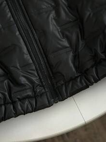 青少年男童加厚无袖棉质超声波压花背心，冬季 - 黑與白 - 查看 5