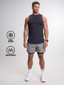Áo ba lỗ cổ tròn thường ngày đa năng cho nam - màu đen - Xem 5