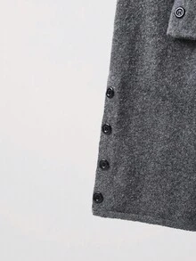 SHEIN Unity 女式简约甜美灰色宽松长袖针织套头衫，秋冬 - 灰色 - 查看 4