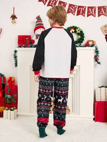 2pcs/Set Boys' Casual Christmas Element Graphic Loose Fit Long Sleeve Hoodie And Sweatpants Fall Winter - White - View 2