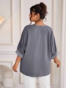 Cravure Maglione casual da donna oversize con scollo tondo, maniche a 3/4, tessuto metallizzato, inserti in tessuto a contrasto, polsini in tessuto jacquard, maniche raglan, adatto per uscite, vacanze, pendolarismo e feste