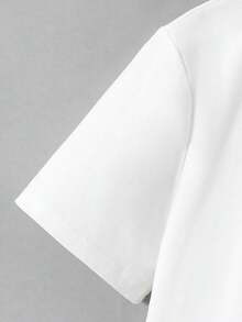 SHEIN 青少年男孩纯色 Polo 衫 短袖 休闲 轻便 夏季 - 白色 - 查看 5