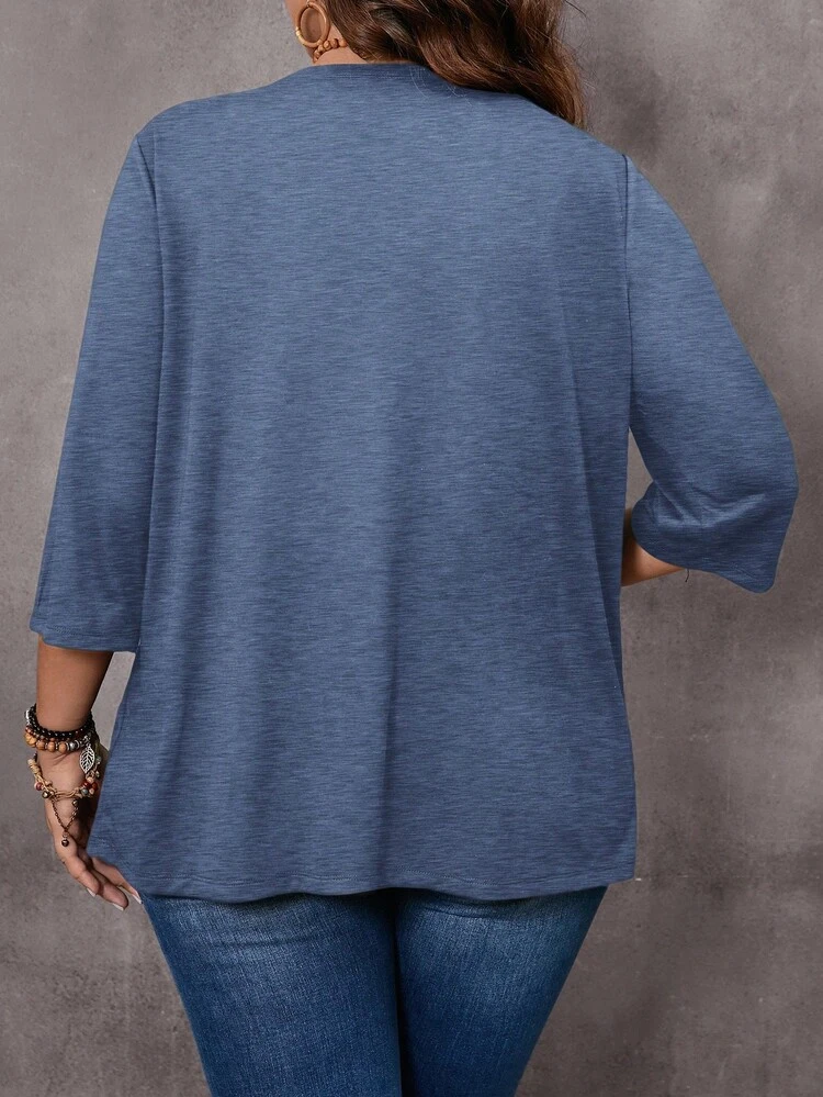 Plus Size Vacation Casual Solid Color Teacher Outfits Fall Women Clothes Jacket, Plus Size Open Front Cardigan, Autumn/Winter