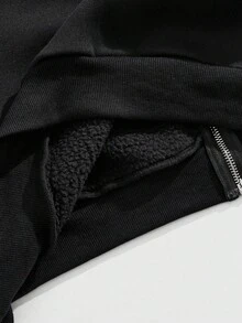ROMWE MEN Goth Sudadera con capucha casual de manga larga con cremallera y cuello, con estampado gótico oscuro, para otoño - Negro - Ver 11
