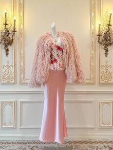 SHEIN MOD Casual Versatile Minimalist Solid Color Long Sleeve Faux Fur Women Jacket, Autumn/Winter,Homecoming Clothes, Cat Woman Costume, Cheerleader Costume, Mermaid Costume, Devil Costume, Fairy Costume, , Gothic, Fluffy Jacket