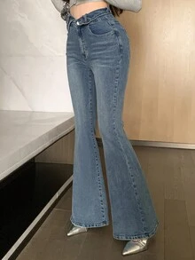 DAZY 女式修身紧身牛仔裤 - 深灰色 - 查看 5