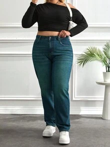 EURMUSE HIGH RISE RIPPED MOM JEAN Y2K WASH BLUE - Dark Wash - View 4