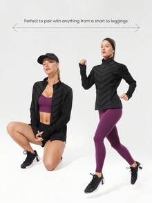 GLOWMODE Stretchy Thermal Lined Slim Fit Down Jacket With Side Pockets Daily Casual Running Workout Winter Warm - Black - View 6