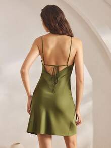 Ocili Váy ngủ gợi cảm cổ chữ V khoét sâu như lụa dành cho nữ - màu xanh lá - Xem 2