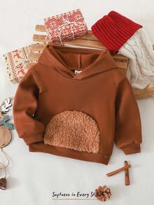 Cozy Pixies Baby Boy Cartoon Christmas Reindeer Pattern 3D Horn Casual Cute Thick Crew Neck Long Sleeve Sweatshirt Autumn Winter Clothes For Girl - Brown - View 7