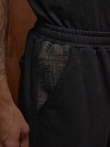 Musero Men Jersey Style Joggers Contrast Checked Detailing Elasticated Waistline & Cuffs Tracksuit Bottoms Only Sets Fall/SPRING SUMMER - Multicolor - View 6