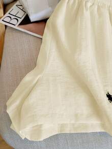 Franclia 大码刺绣徽标短裤和纯色长袖衬衫两件套