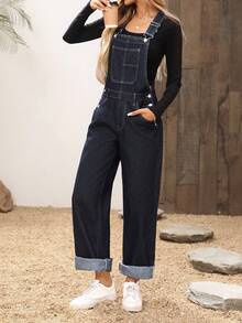 EMERY ROSE Bộ đồ liền thân denim không tay nhiều màu sắc đơn giản có túi dành cho nữ - Rửa tối - Xem 5