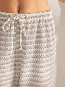 Ocili Women's Casual Striped Drawstring Waist Lounge Comfy Pants, Wide Leg Lounge Pants, Summer Pants, Winter - Multicolor - View 4