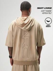 Men's Casual Versatile Letter Print Hoodie - Khaki - View 2