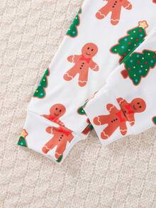 2pcs Baby/Toddler Boys' Christmas Cookie & Tree Print Long Sleeve Top And Pants Pajama Set Baby Christmas Pajamas,Snug Fit