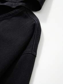 ROMWE MEN Street Life Men's Casual Washed Denim Hoodie, Fall - Blue - View 4