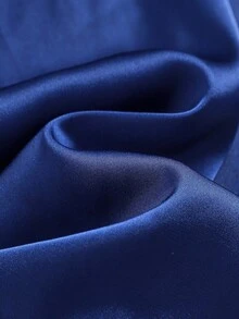 Pitira 女孩派对礼服下摆荷叶边侧开衩大腿缎面单肩伴娘礼服优雅正式晚会舞会婚礼宾客礼服适合毕业典礼、晚宴派对礼服 - 藏蓝色 - 查看 5