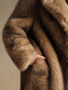 Anewsta New Autumn/Winter Elegant Lady-Like Faux Fur Long Coat, Fashionable Fur & Wool Blend Outerwear For Women