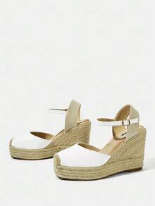 Styleloop 女士时尚银色坡跟粗带凉鞋，适合万圣节、圣诞节、派对、音乐节、秋季 - 白色 - 查看 3