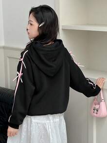 Dazy Kids Tween Girls' Knitted Hooded Fleece Sweatshirt, Fall,Winter - Black - View 5