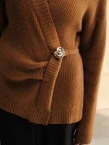 ZEYLAH 100% 羊毛女士毛衣秋装女士秋冬装 - 棕色 - 查看 2