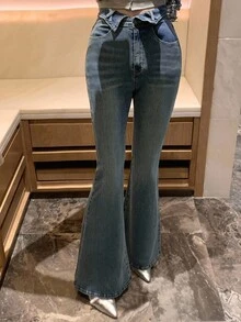 DAZY 女式修身紧身牛仔裤 - 深灰色 - 查看 4