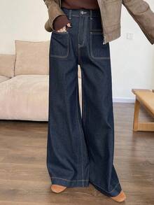 DAZY Women Straight Leg Pocket Decorated Jeans,Back To School Clothes