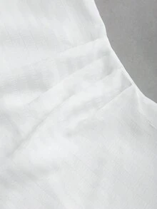 Sweetra 女式翻领提花格子荷叶边长袖衬衫，休闲外套 - 白色 - 查看 3