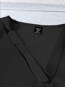 EMERY ROSE Plus Size Casual Minimalist Dark Grey Shirt, Suitable For SummerIn Fall/Winter - Dark Grey - View 5