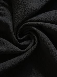 EMERY ROSE 大码夏季乡村纯色 V 领荷叶边下摆休闲衬衫，夏季 - 黑色 - 查看 6