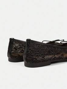 CUCCOO HITCHD Giày bệt thường ngày đa năng thoáng khí, thoải mái, thoải mái, thoáng khí, đế thấp, mũi vuông, họa tiết nơ trang trí mới mùa xuân/thu 2025 - màu đen - Xem 13