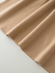 SHEIN 优雅荷叶边圆领休闲连衣裙 - 駝色 - 查看 8