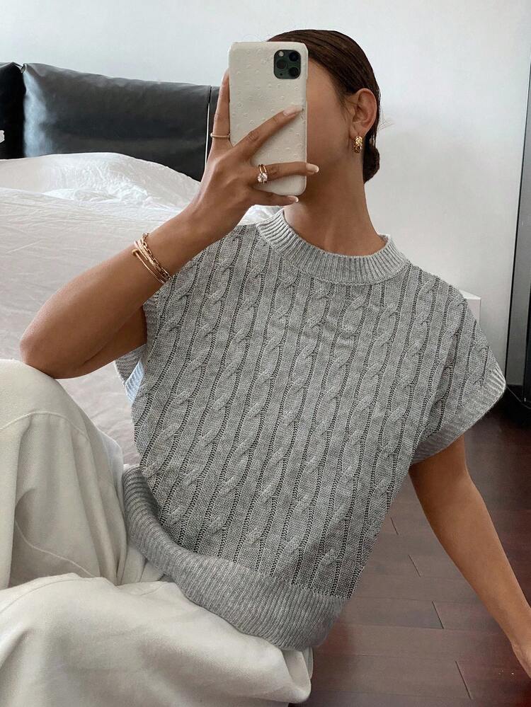 Siren Gaze Women's French Casual Twist Textured Knit Sweater,Fall Summer - Grey - View 3