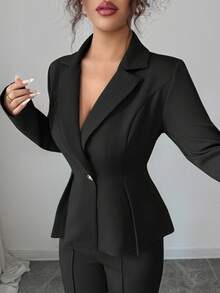 Elenzga Elegant Waist Cinching Suit, Fashionable Commuter Flared Slimming Pants, Suitable For Holidays, Dates, Independence Day, Women's Teacher Attire - Black - View 4