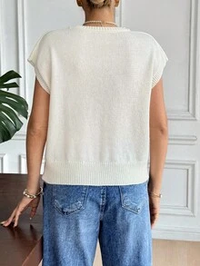 Serisse Áo len chui đầu ngắn cổ tròn màu trơn dành cho nữ vào mùa thu/đông - Màu be - Xem 2