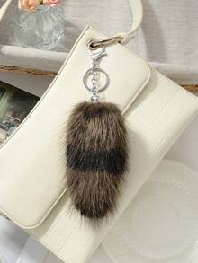 ROMWE J-Fashion 1 Y2k 复古甜美酷炫个性时尚可爱高品质多色毛绒仿真渐变横款豹纹狐狸毛茸茸动物迷你尾巴 DIY 钥匙扣配件包包挂件，颜色随机，适合女生女士日常佩戴，节日礼物 - 均碼 - 查看 13