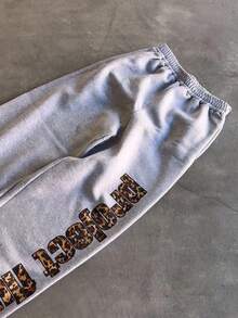 SHEIN Quần nữ họa tiết da báo và chữ, phong cách đường phố - Xám - Xem 3