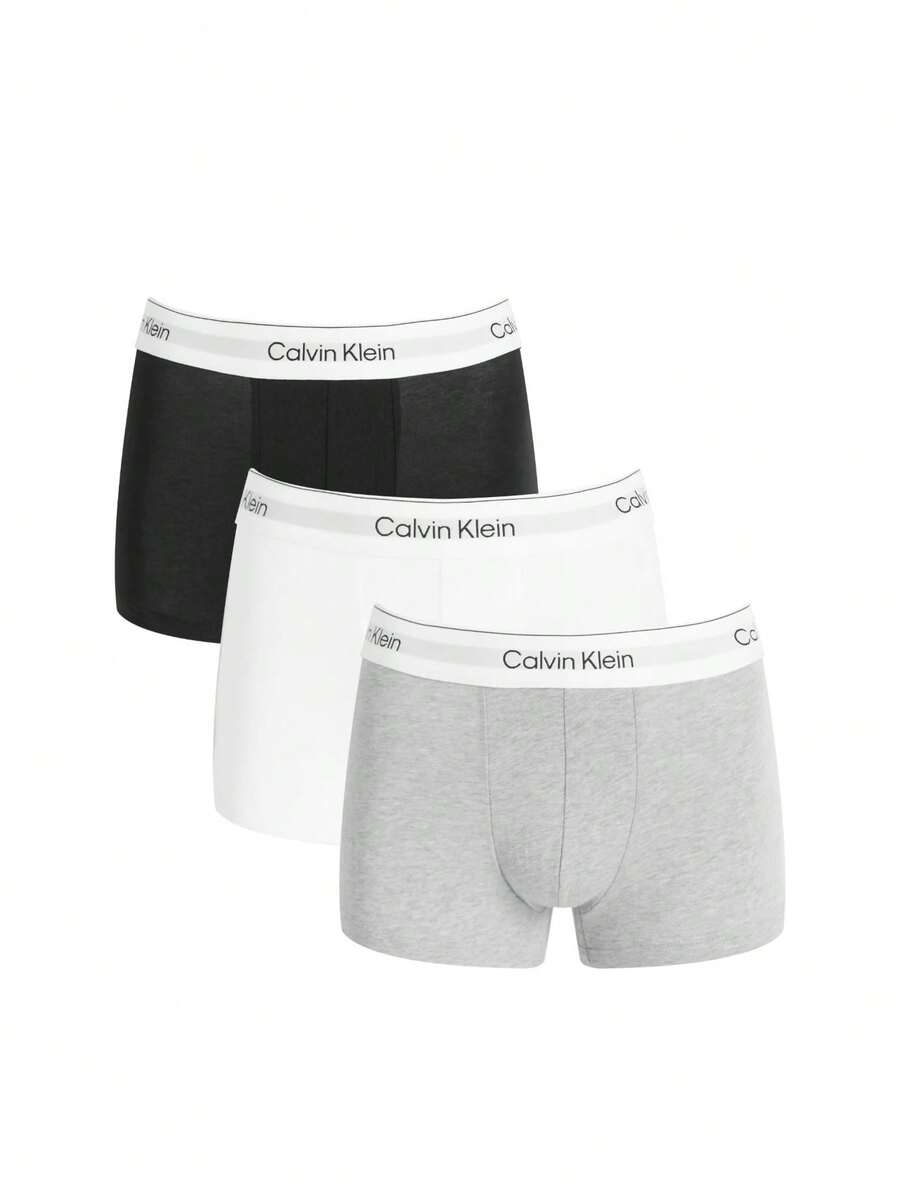 Calvin Klein 3 Pack Men's Trunks - Grey Heather/White/Black - View 1