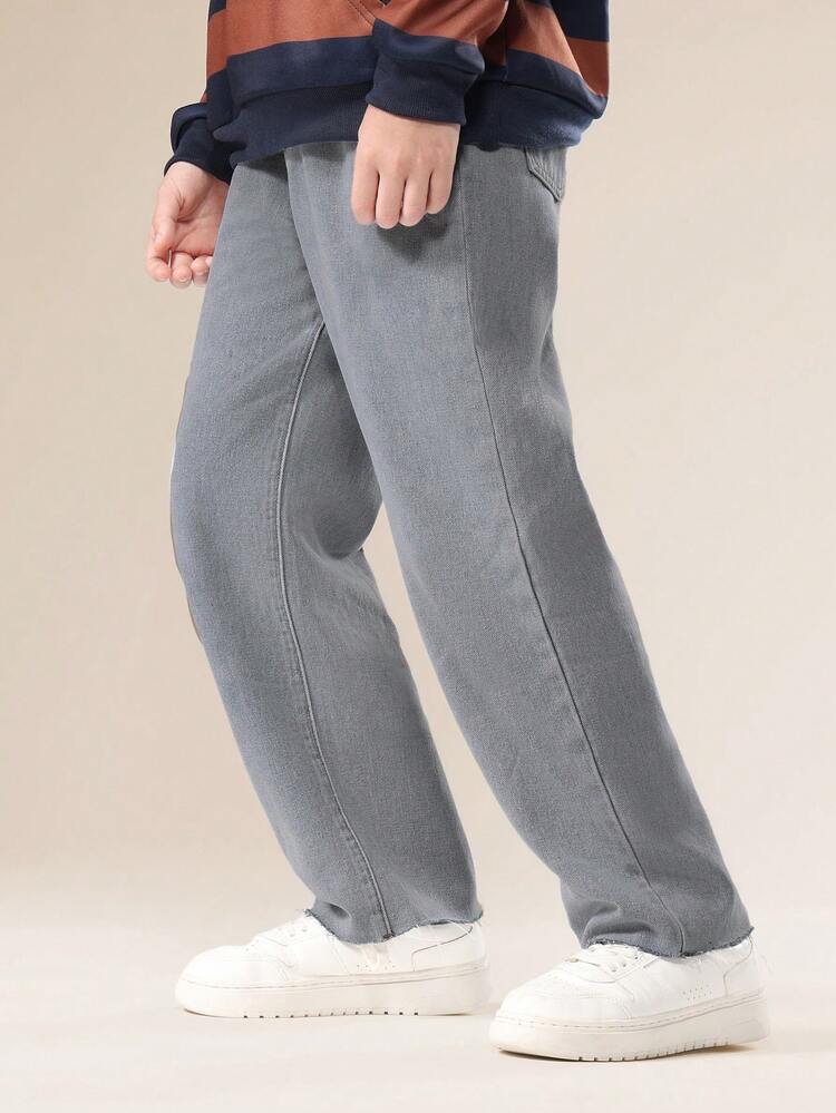 워시드 효과의 와이드 레그 로우 헴 진