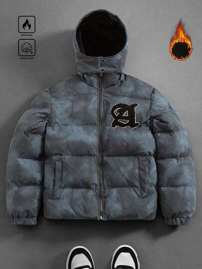 PAVTROS Abrigo con capucha de manga larga con gráfico de letras de moda para hombre Manfinity Streetrush, ropa de abrigo de invierno Y2k, otoño