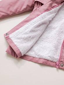 SHEIN Manteau à capuche rose mignon doublé de thermique, polyvalent pour l'automne/l'hiver, bébé fille - Rose bonbon - Voir 8